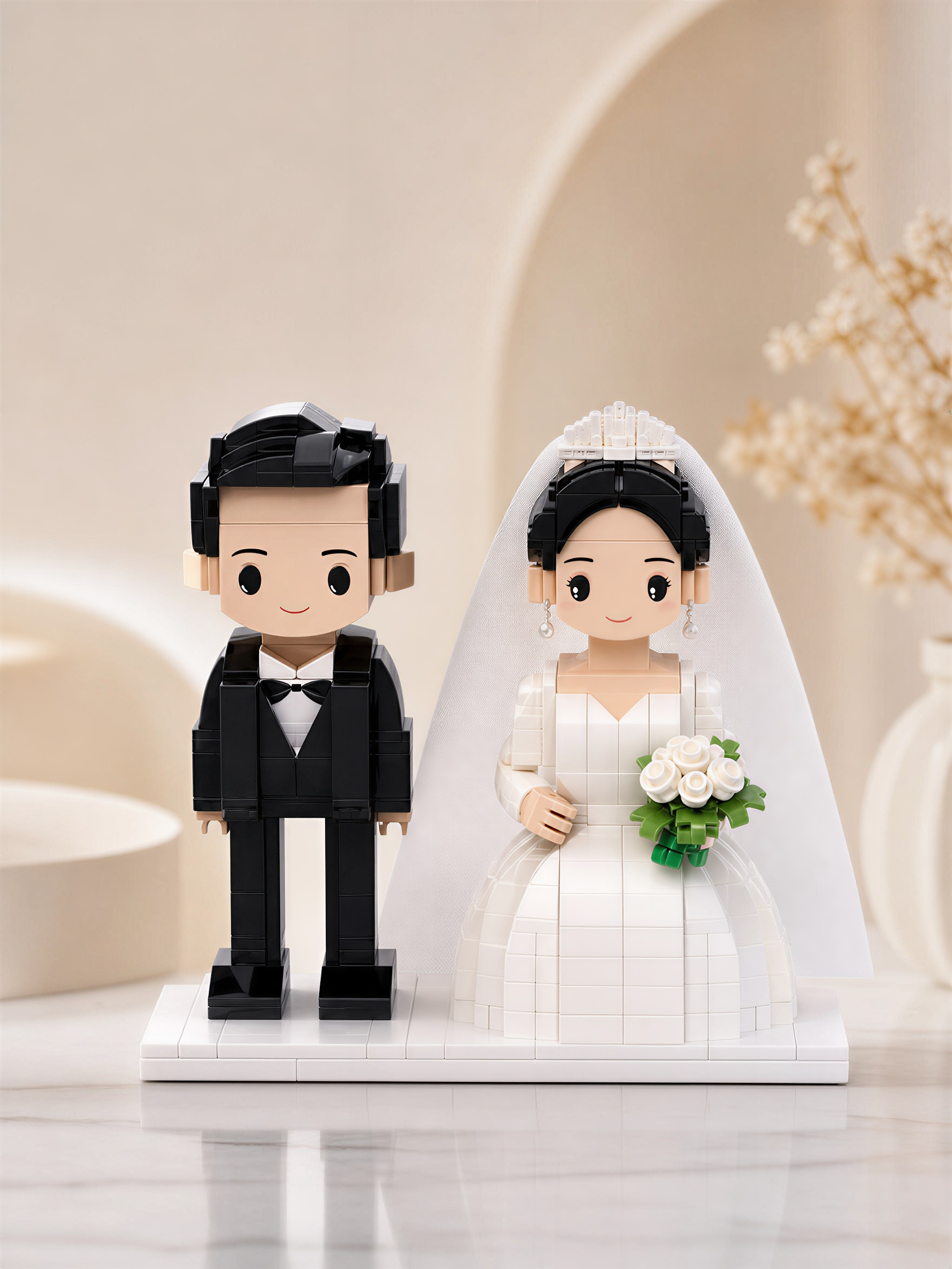 Wedding couple custom brick keepsake in cream tones